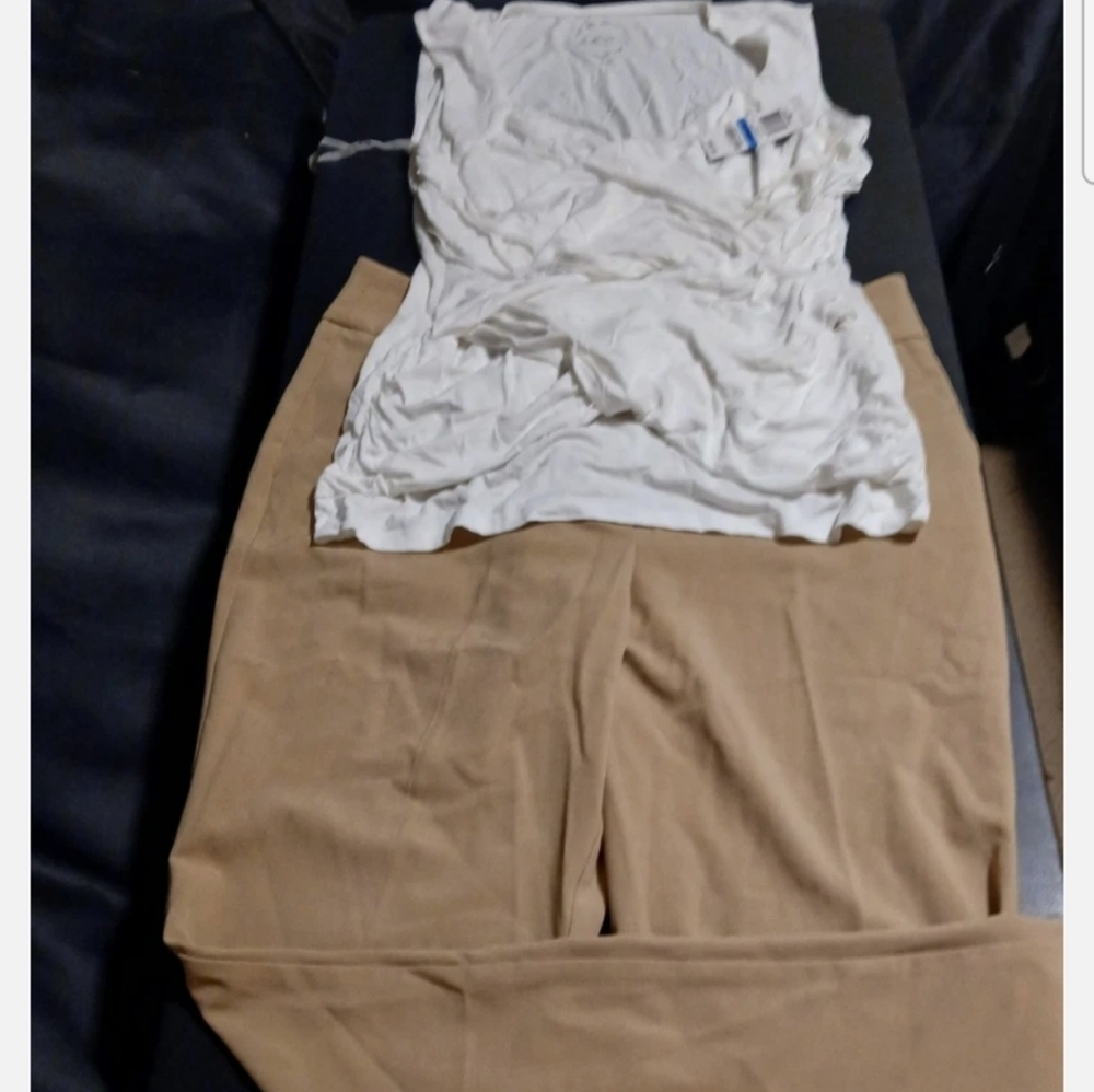 Women Outfit International Concepts Xl White Top &NYco* Size 12 Tall Dress Pants